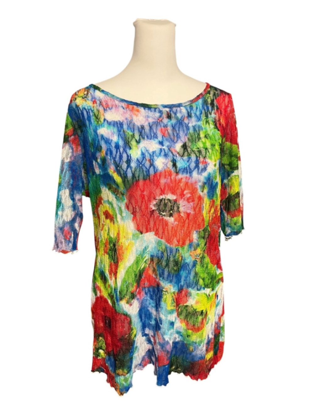 Snoskins Colorful Semi Sheer Gauzy Blouse Size Large